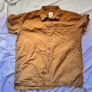 Topo Designs Tan Button Down Shirt L